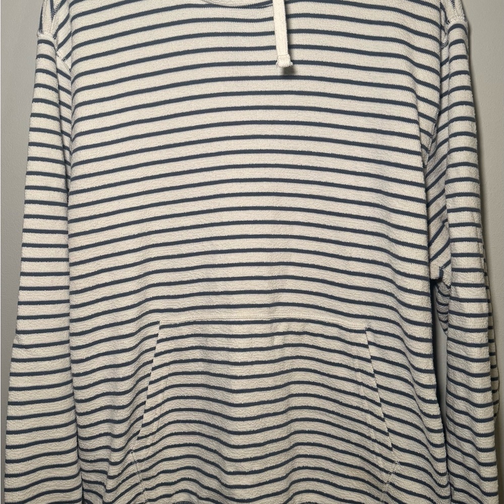 Striped Long Sleeve Turtle Neck Tee - Navy and White